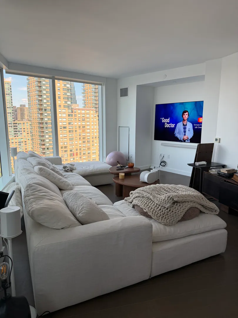 An 83-Inch LG, Two Recessed Outlets and a Full Sonos System — a job in Manhattan