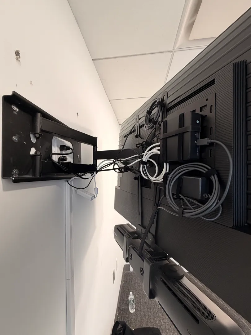 Office TV installation detail.