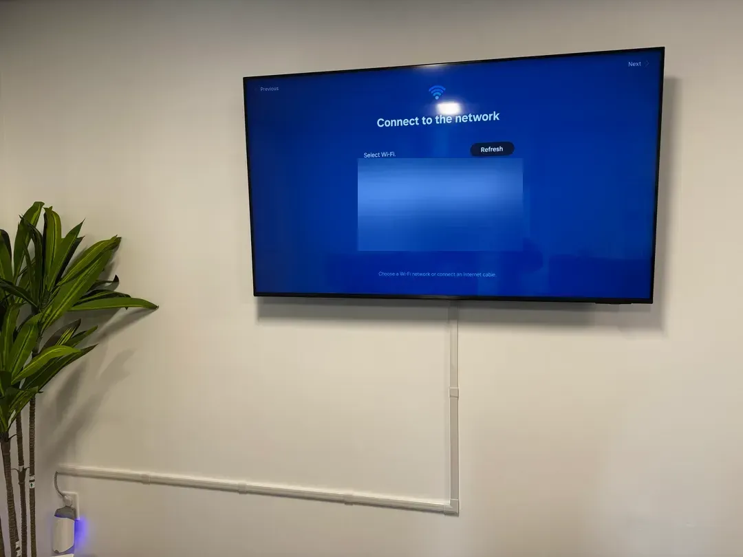 Office TV installation detail.