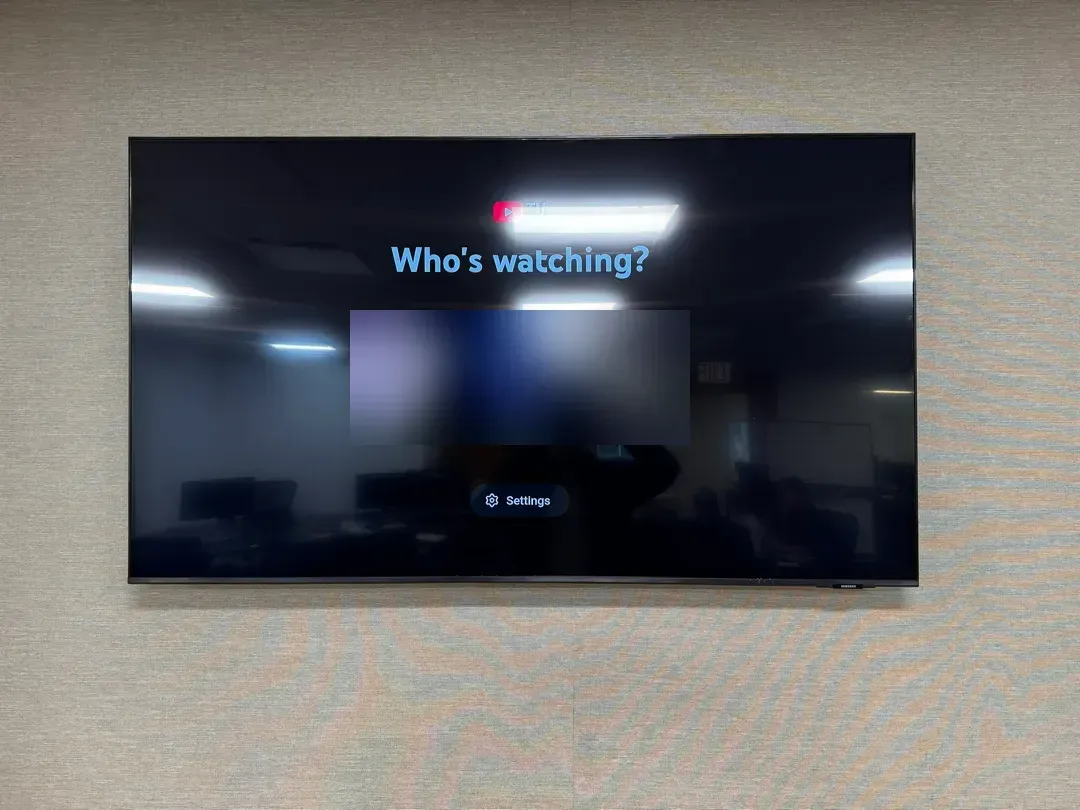 Office TV installation detail.