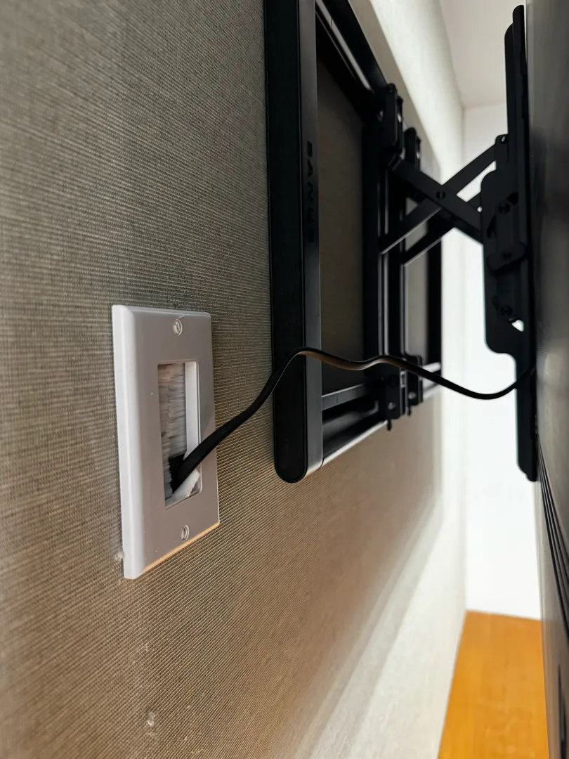 Office TV installation detail.