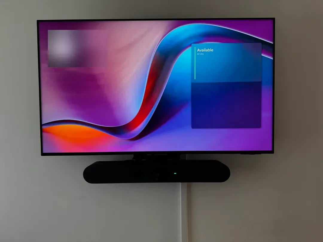 Office TV installation detail.