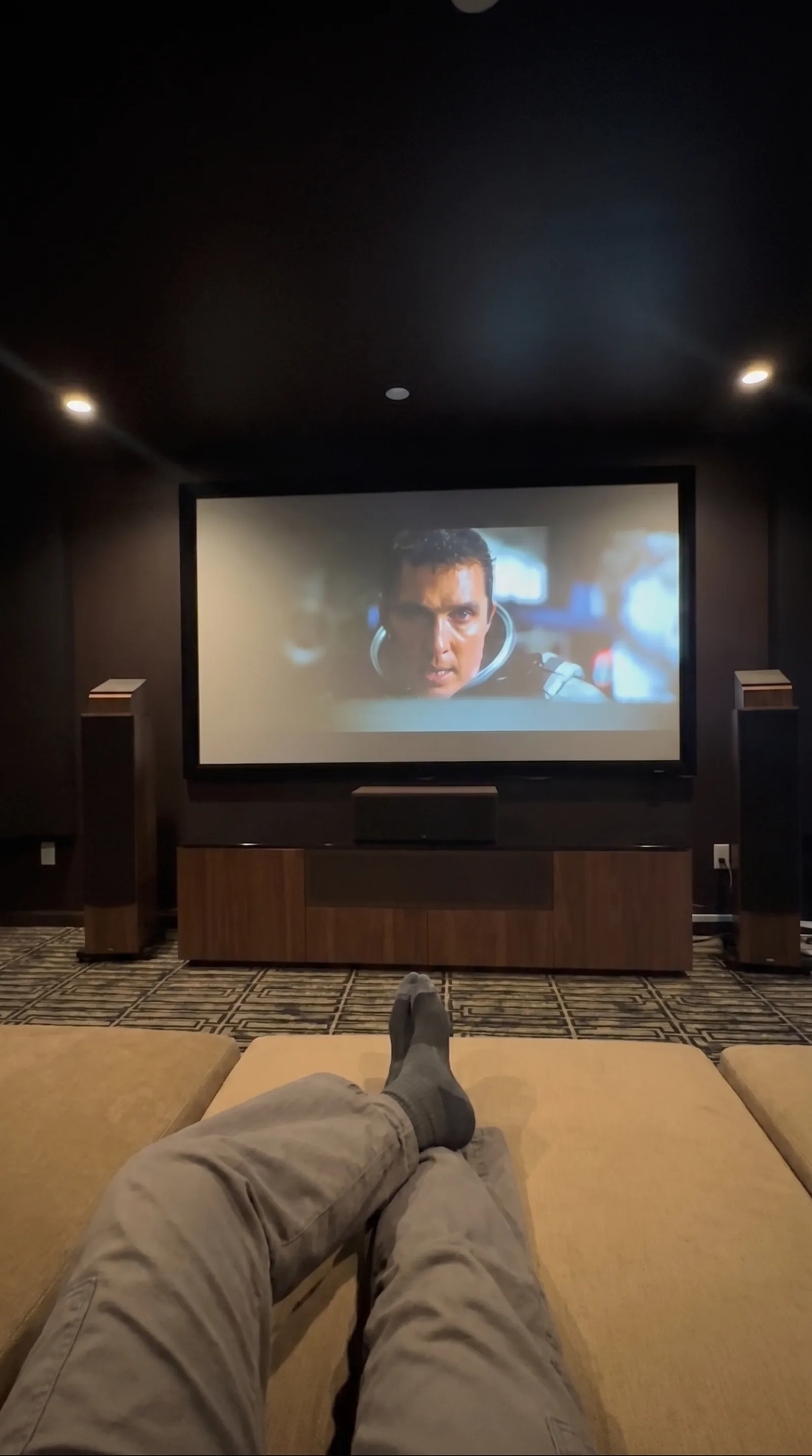 A home theatre set up for movie night
